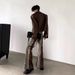 Men's Clothing Men's Loose Straight Leg Jeans Retro Washed Distressed Vintage Yellow Mud Wide Leg Floor Length Trousers_mkmklike.com