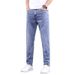 BOY 2025 Men's Light Color Jeans Summer Thin Casual Long Stretch Mid-Waist Straight Business Slim Fit Tapered Pants_mkmklike.com
