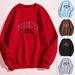 Women's Clothing 2024 autumn new round neck long sleeve letter women's casual outer wear plus velvet large size sweater tops women _mkmklike.com