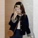 2026 Autumn New High-End Elegant Vintage Plaid Patchwork Jacket Navy Corduroy Coat For Women Spring_mkmklike.com