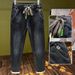 2025 Spring Autumn Summer Thin Elastic Waist Black Jeans Men Drawstring Harem Stretch Trendy Casual Long Pants_mkmklike.com