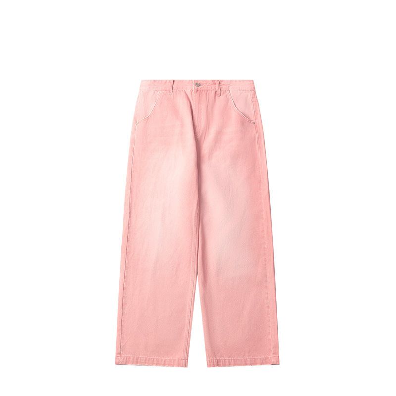 Men's Vintage Washed Wide-Leg Jeans Loose Fit Casual Pants Retro Streetwear for Spring And Summer_mkmklike.com