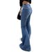 Women's Clothing Jeans High Waist Flared Slim Fit Fashionable Straight Casual Denim Trousers_mkmklike.com