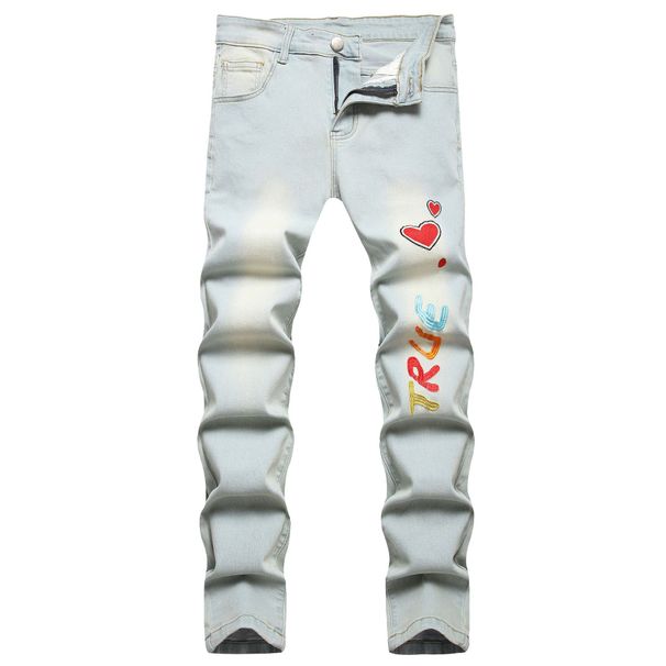 Men's Slim Fit Stretch Jeans With Vintage Wash & Distressed Details - Comfortable Cotton Denim Pants For Teenagers & Young Adults (Sizes 28-38)_mkmklike.com