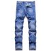 Punk Dark Blue Beaded Fashion Trend Non Elastic Loose Straight Men's Jeans_mkmklike.com