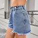 Summer Women's Adjustable Waist Denim Shorts Versatile Washable Solid Color Polyester England Style Fashion Spring/Autumn Clothing_mkmklike.com