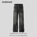 New American High Street Men's Distressed Ripped Jeans Selvedge Straight Leg Loose Fit Fringe Extremely Distressed Denim_mkmklike.com