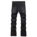 Men's Ripped, Embroidered, Patched Straight Leg Jeans, Korean Style, Trendy Slim Fit, Embroidered Distressed Trousers_mkmklike.com