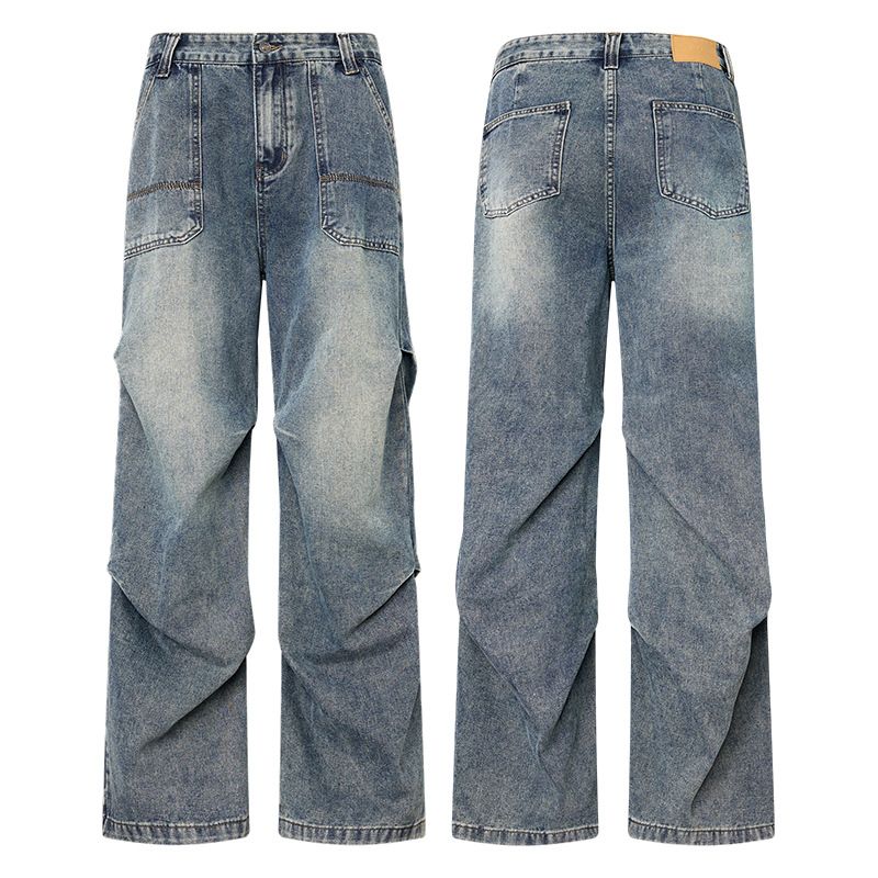 Men's Clothing Autumn/Winter New American Trendy Brand Paratrooper Patchwork Versatile Straight Leg Jeans For Men_mkmklike.com