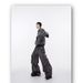 Men’s Oversized Cargo Pants – Streetwear Distressed Denim With Multi-Pocket & Zip Details, Drop-Cut Hem_mkmklike.com