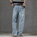 New Spring Jeans Men's Harlan Loose Trendy Brand American Retro Washing Double Craft Medium Waist Large Size Youth Embroidery_mkmklike.com