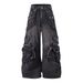 Men's Heavy-Duty Multi-Pocket Workwear Jeans Vintage Distressed Denim With Asymmetric Design & Flared Leg Edgy Streetwear For Urban Explorers_mkmklike.com