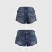 Women's Retro Embroidered Denim Shorts European American Style Unique Pattern Low Rise Washed Hot Pants_mkmklike.com