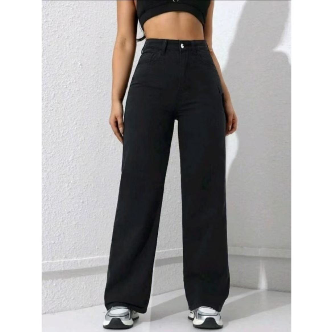 Women's plus Size Straight Leg Jeans Fashionable Loose Fit Denim Imported from Europe America And Southeast Asia_mkmklike.com