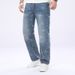 Men's Straight Leg Jeans Irregular Print Non-Stretch Blue Denim Stylish Versatile All-Season Casual Pants_mkmklike.com