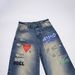 Men's & Women's American Streetwear Digital Print Jeans - Loose Fit Hip-Hop Straight Leg Casual Trousers_mkmklike.com