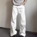 Men's White High Street Jeans – Summer Loose Fit Straight Leg & Wide Hem Pants For Casual & Streetwear_mkmklike.com
