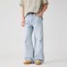 Men's Distressed Light Blue Relaxed Fit Cleanfit Style Straight Leg Jeans For Summer - High Street Fashion Casual Pants_mkmklike.com