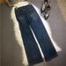 Women's Clothing Heavy Duty Hot Diamond Jeans High Waist Slimming High Elastic Dark Blue Washed Straight Pants_mkmklike.com