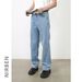 Men's Clothing Street Classic Washed Jeans New Trendy Brand Simple And Versatile Straight Trousers_mkmklike.com