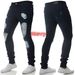 New European And American Style Men's Jeans, Cross-Border Trade, Distressed Trendy Black Slim High-Waist Jeans For Men_mkmklike.com