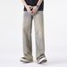 Men's Retro Loose Purple Jeans High End Straight Leg Wide Leg Casual Floor Length Trousers_mkmklike.com