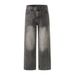 Washed White Denim Straight-Leg Men's American Street Style Basic Versatile Casual Loose Pants_mkmklike.com