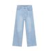 Men's Clothing Korean Retro Washed Distressed Slim Fit High Waist Jeans For Women - Vintage Light Blue Denim Pants With Flowy Drape_mkmklike.com