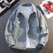 Men's Trendy Loose Fit Denim Jacket Spring Autumn 2025 New Style Stylish Paisley Design With Lapel_mkmklike.com