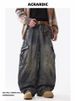 Retro American Washed Scimitar Jeans Deconstructed Slimming Straight Wide Leg Trousers Loose Casual Jeans for Men And Women_mkmklike.com
