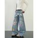 Men's Clothing Unisex Vintage Graffiti Print Jeans - Relaxed Wide Leg Bohemian Trousers For Spring & Summer_mkmklike.com