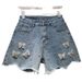 2025 Summer New Versatile Design Hot Pants High Waist Slim Three Dimensional Flower Stickers Ins Denim Shorts For Women_mkmklike.com