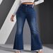 Plus Size Flared Jeans For Women - High Waist Vintage Bootcut Pants With Distressed Wash & Functional Pockets_mkmklike.com