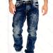 "Men's Straight Leg Jeans Casual Denim Pants With Embroidery Detail Comfortable Cotton Fabric For Hip-Hop Streetwear"_mkmklike.com