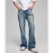 Men's Clothing Men's Ice Blue Ripple Wash Jeans - Bootcut Vintage Denim Pants (Retro Streetwear Style)_mkmklike.com