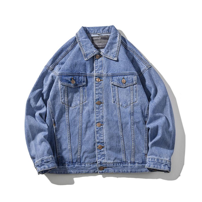 Shanggu Clothing American Fashion Brand Black Men's Loose And Trendy Cool Workwear Denim Jacket_mkmklike.com