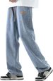 Men's Regular Fit Straight Leg Jeans Casual Drawstring Elastic Waist Denim Pants Lightweight Carpenter Jean_mkmklike.com