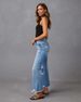 New Arrival Wide-leg Pants Tassel Washed Ripped High-waist Jeans Straight Casual Trousers Women's_mkmklike.com