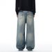 American High Street Washed Denim Men's Dad Trendy Loose Straight Versatile Wide-Leg Pants_mkmklike.com