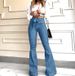 Women's High Waisted Wide Leg Jeans Drawstring Flared Denim Casual Fashion Office Lady Style Spring/Autumn Regular Cotton_mkmklike.com
