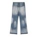 American Style Washed Faded Flared Jeans Men's Street Fashion Loose Gradient Frayed Wide-Leg Pants Long Trousers_mkmklike.com