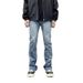 Men's Light Blue Washed Slim Fit Straight Leg Stretch Jeans High Street Style Versatile Casual Layered Pants_mkmklike.com