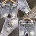 Ins Korean Version Men's Ripped Hole Slim Fit Nine Inch Jeans Summer Youth Fashion Light Blue Rotten Legs Tight Fitting_mkmklike.com