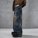 Vintage Washed Straight-Leg Jeans – American Streetwear Distressed Denim With Hand-Painted Fading (Relaxed Fit, Low Waist, No Stretch)_mkmklike.com