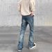 Retro Washed Denim Jeans – High-Street Straight & Flare Pants With Vintage Distressing (Unisex Classic Blue Relaxed Fit Everyday Trousers)_mkmklike.com
