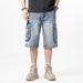 European And American Multi-pocket Trendy Jeans Loose And Fat Plus Size Medium Pants Men's Trendy Hip-hop Skateboard 5 Points_mkmklike.com