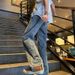 High Street Fashion Reverse-Wear Flared Jeans For Men - Relaxed Straight Wide Leg Retro Denim Pants_mkmklike.com