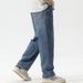 Loose Fit Casual Jeans For Men Street Style Washed Blue Loose Straight Leg Korean Style Wide Leg Jeans_mkmklike.com