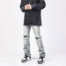 Men's Trendy Slim Fit Straight Leg Ripped And Patched Jeans High Street Style Retro Washed Pants Streetwear_mkmklike.com