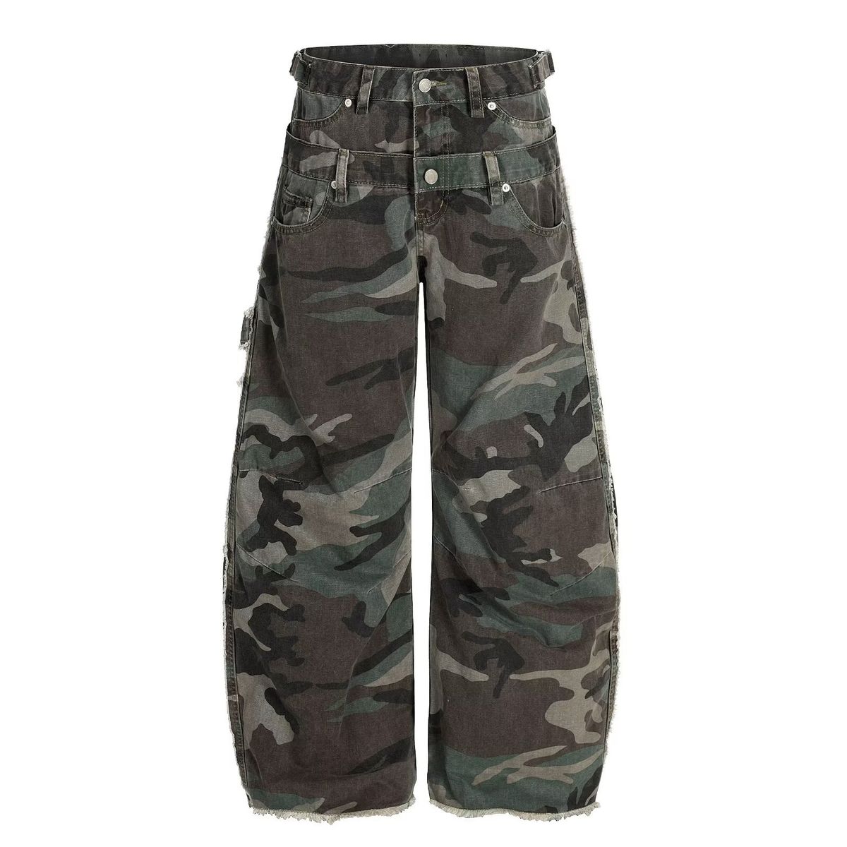 High-Street Double-Waist Cargo Jeans – Military Green Relaxed Fit Workwear Pants For Men (S-XXXL)_mkmklike.com